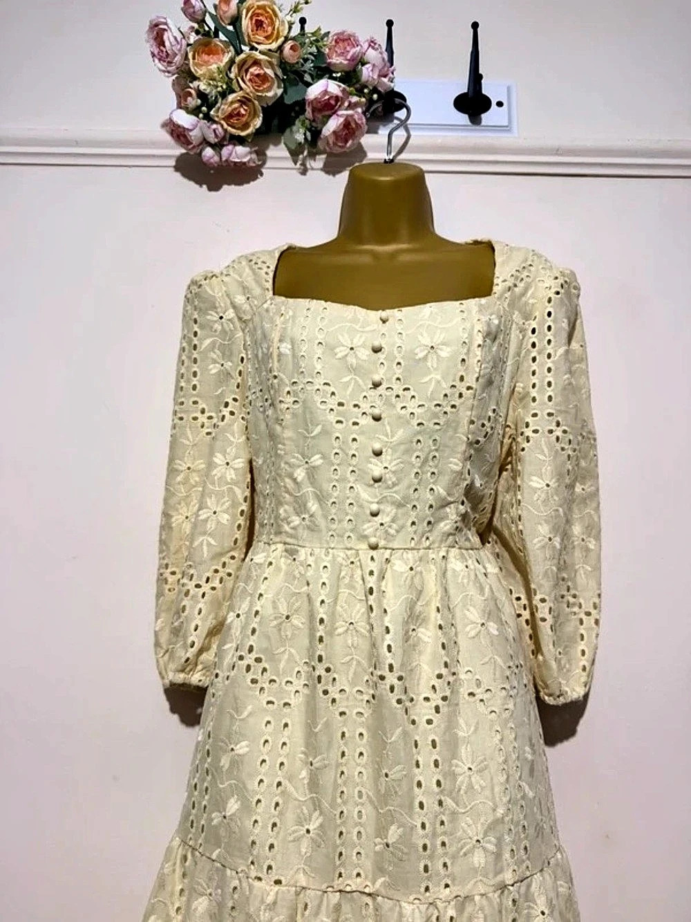 Eyelet Maxi Dress in Cream